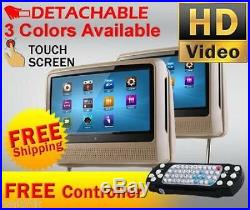 2020 Tan Dual 9 Digital Touch Screen Headrest LCD Car Monitor DVD Usb Player