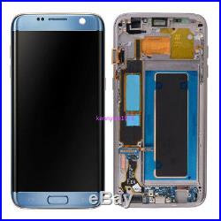 For Samsung Galaxy S7 Edge G935F LCD Display+Touch Screen+frame+Coral blue+cover