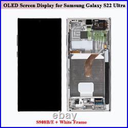OLED Display LCD Touch Screen for Samsung Galaxy S22 Ultra S908B/E withWhite Frame